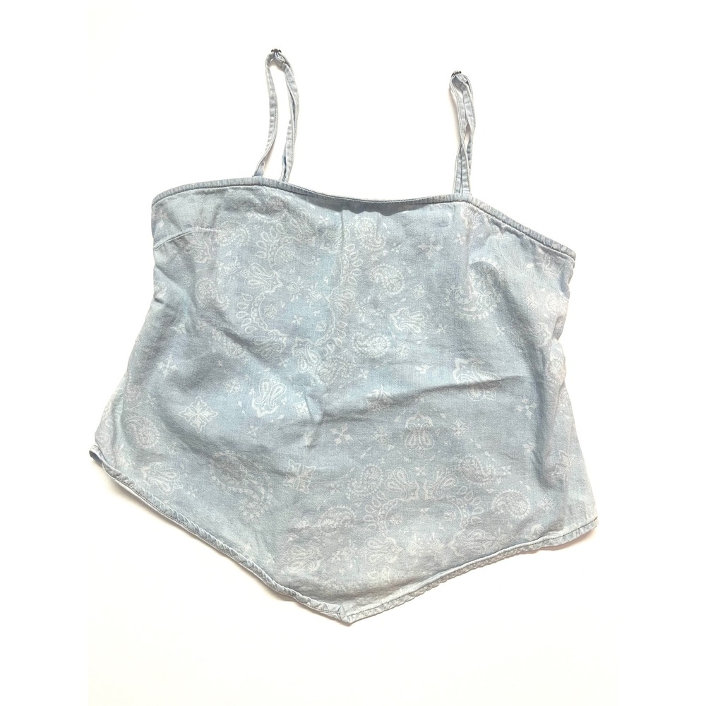 Wrangler Retro Paisley Bandana Print Handkerchief Hem Cami Top Light Blue Large - Picture 1 of 7
